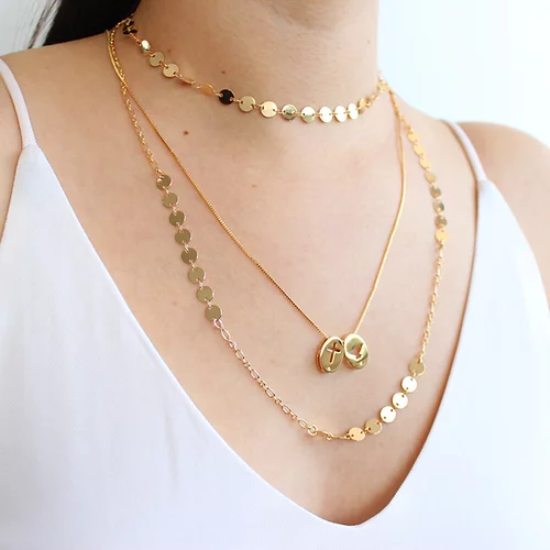 Collar Espíritu Santo y Cruz, CHAPA DE ORO 18K - Imagen 2