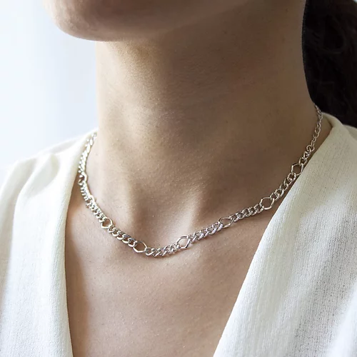 Collar Eslabones Redondos, CHAPA DE RODIO - Imagen 2