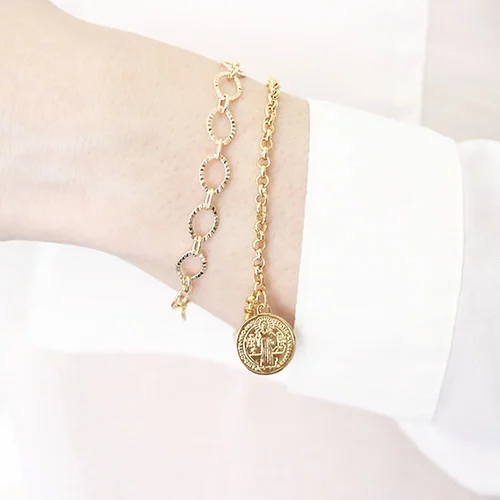 Pulsera Medalla Colgante, CHAPA DE ORO 18K - Imagen 3