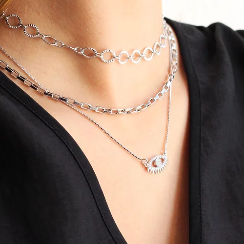 Collar Ojo con Circonia, CHAPA DE RODIO - Imagen 3