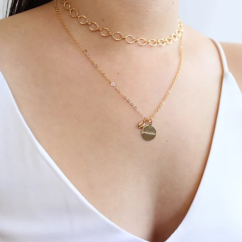 Collar Medalla Grabada, CHAPA DE ORO 18K - Imagen 2