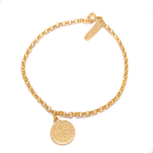 Pulsera Medalla Colgante, CHAPA DE ORO 18K