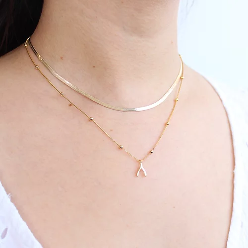 Collar Huesito de la Suerte, CHAPA DE RODIO - Imagen 2