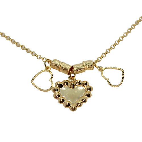 Pulsera Triple Corazón, CHAPA DE ORO 18K