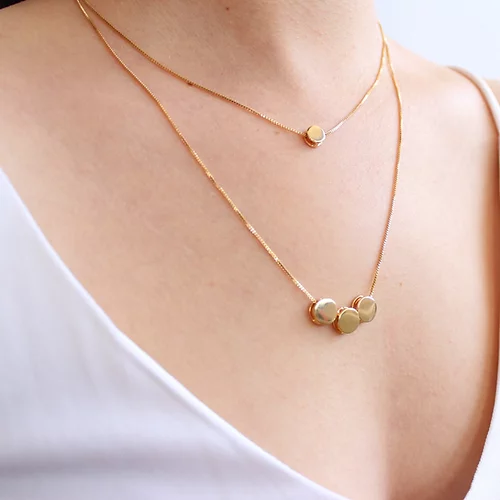 Collar Círculos Doble, CHAPA DE RODIO - Imagen 3