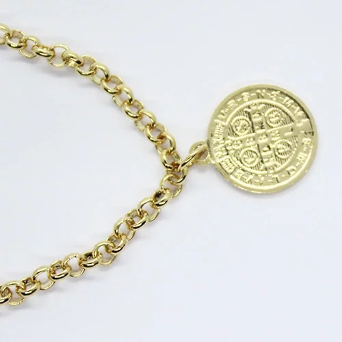 Pulsera Medalla Colgante, CHAPA DE ORO 18K - Imagen 2
