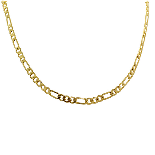 COLLAR ESLABONES PLANOS M, CHAPA DE ORO 18K