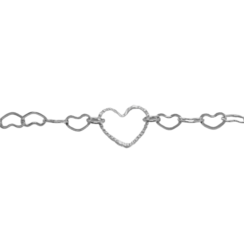 Pulsera Eslabones y Corazón, CHAPA DE RODIO