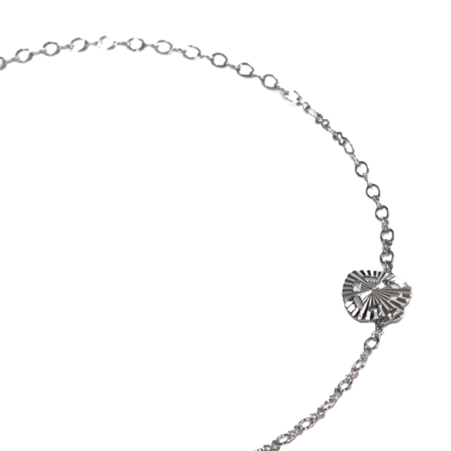 Pulsera - Tobillera Corazón Plano, CHAPA DE RODIO