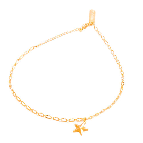 Pulsera - Tobillera Eslabones y Estrella, CHAPA DE ORO 18K
