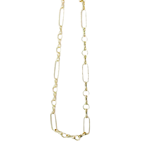 Collar Eslabones Cortos y Largos, CHAPA DE ORO 18K