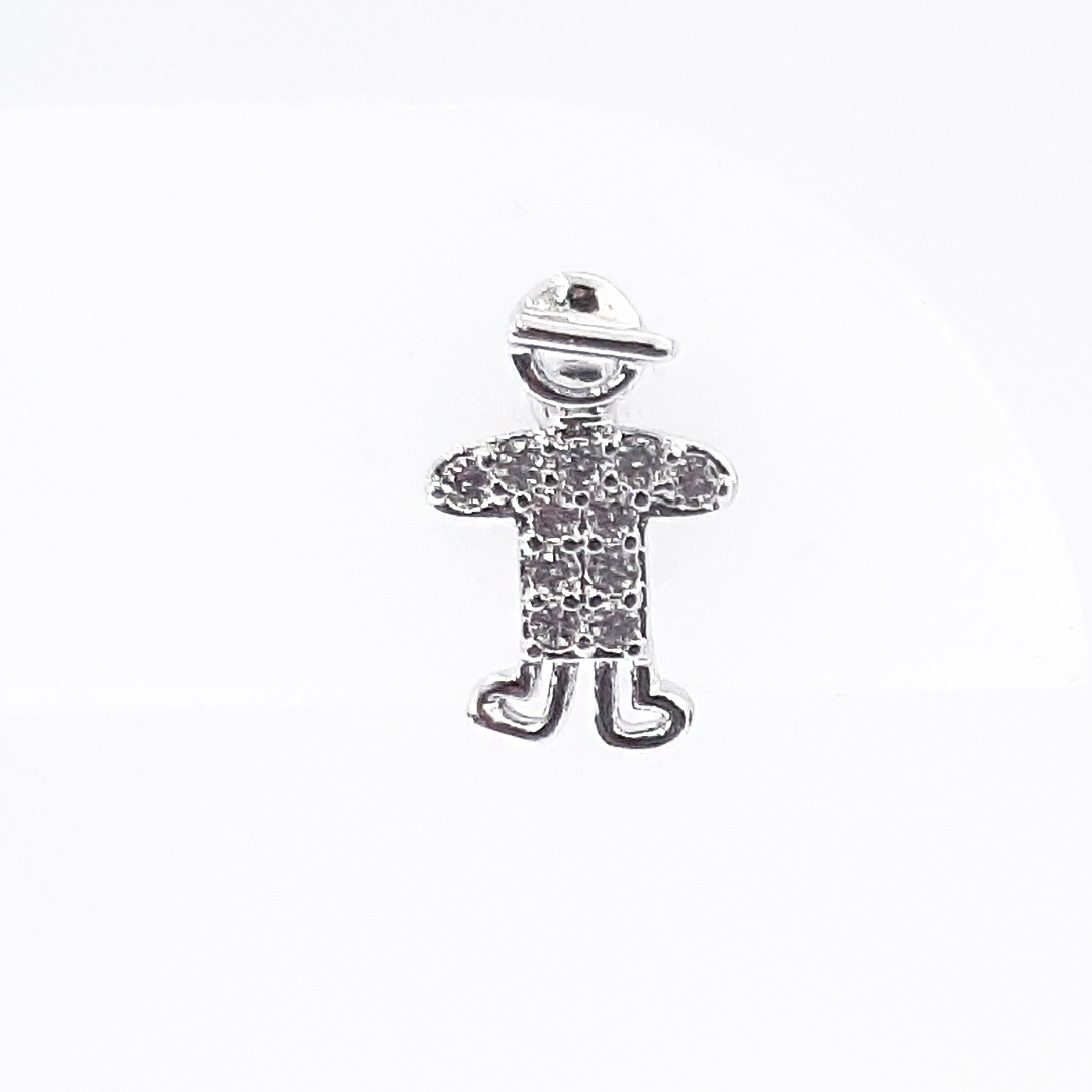 Aretes SIlver Boy & Zirconia, CHAPA DE RODIO - Imagen 2