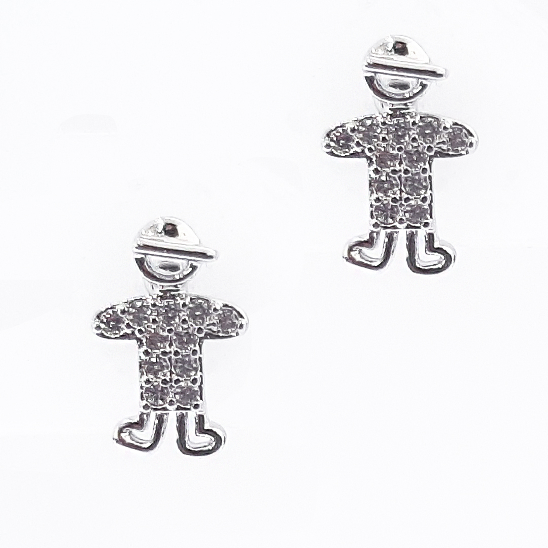 Aretes SIlver Boy & Zirconia, CHAPA DE RODIO