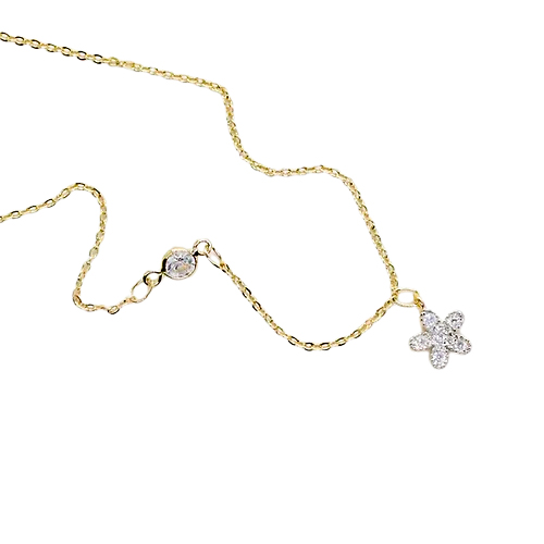 Collar Flor Colgante de Circonia, CHAPA DE ORO 18K