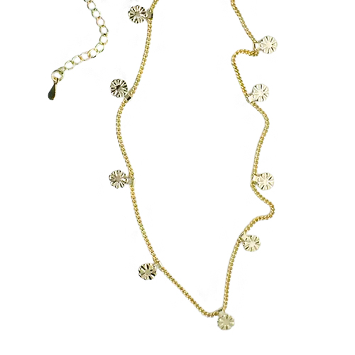 Collar Flores Colgantes, CHAPA DE ORO 18K