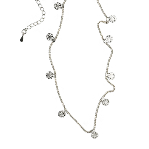 Collar Flores Colgantes,CHAPA DE RODIO