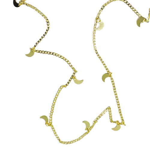 Colllar Golden Flat Moons Colgantes, CHAPA DE ORO 18K