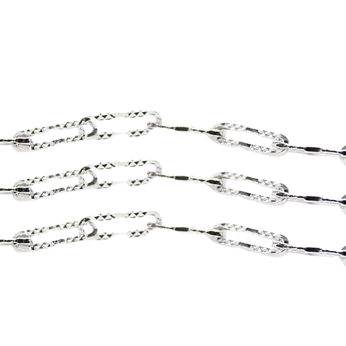 Collar Eslabones Rectangulares Grabados, CHAPA DE RODIO