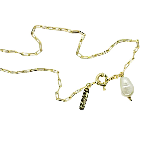 Cadena Perla Ovalada, CHAPA DE ORO 18K