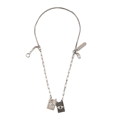 Collar Medalla Dual Ojo - Mano, CHAPA DE RODIO