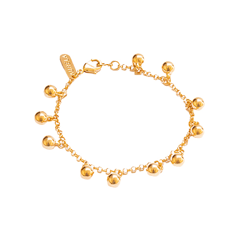 Pulsera Esferitas Colgantes, CHAPA DE ORO 18K