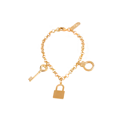 Pulsera de Candado y LLave, CHAPA DE ORO 18K