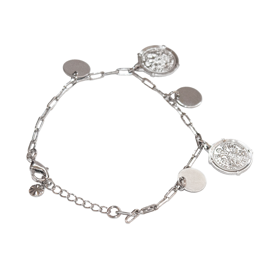 Pulsera Medallas y Monedas, CHAPA DE RODIO