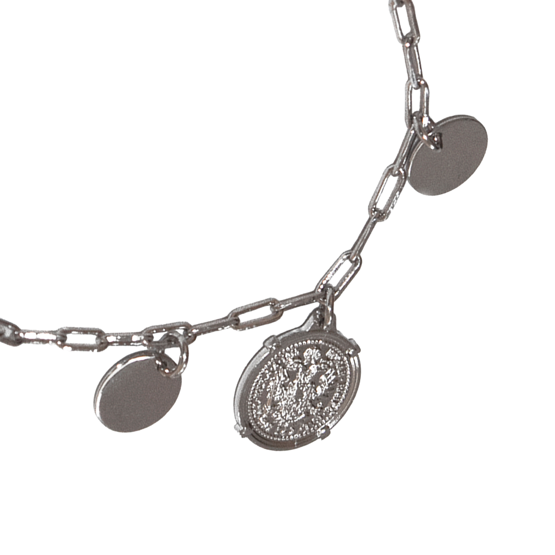 Pulsera Medallas y Monedas, CHAPA DE RODIO - Imagen 2