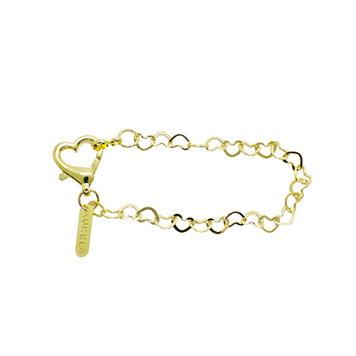 Pulsera Eslabones Corazones, CHAPA DE ORO 18K