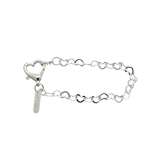 Pulsera Eslabones Corazones, CHAPA DE RODIO