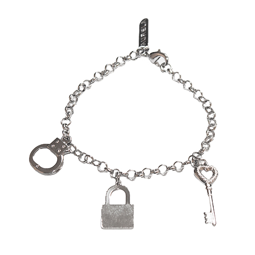Pulsera, Eslabones, Candado, Esposas & Llave, CHAPA DE RODIO