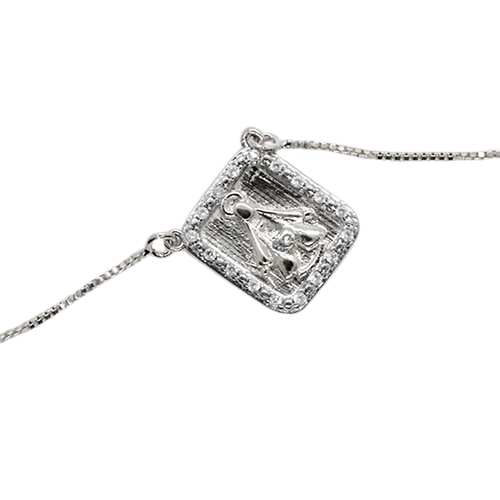 Collar Medalla Rectangular Grabada, CHAPA DE RODIO