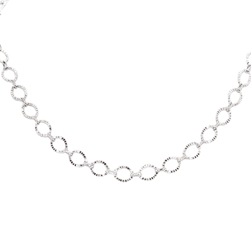 Collar con Eslabones Redondos Grabados, CHAPA DE RODIO