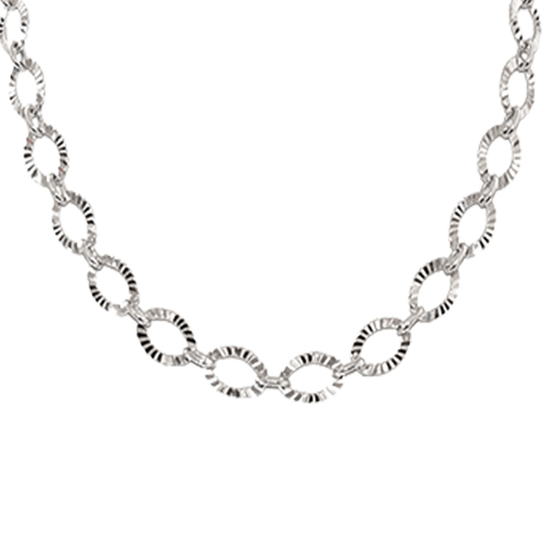 Collar con Eslabones Ondulados Grabados, CHAPA DE RODIO