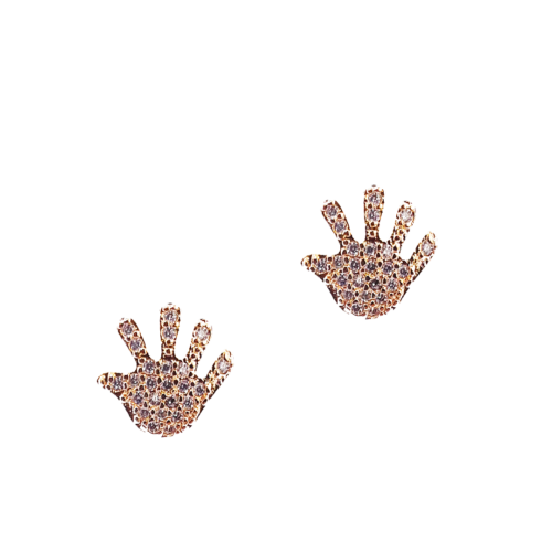 Aretes de Mano Brillante CHAPA DE ORO 18K