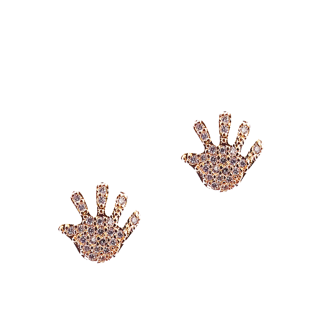 Aretes de Mano Brillante CHAPA DE ORO 18K