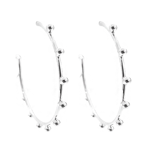 Arete con bolitas plateadas CHAPA DE RODIO