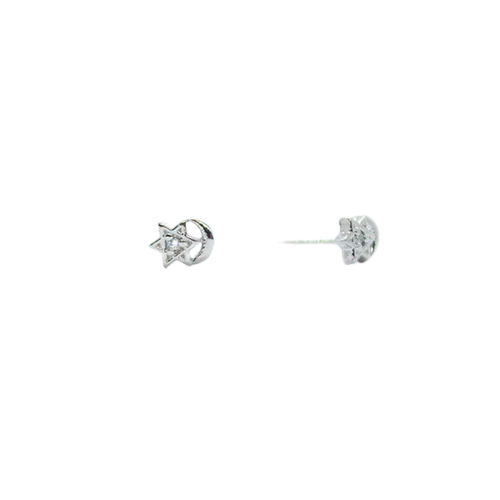 Arete Silver Star-Moon&Circonia, CHAPA DE RODIO