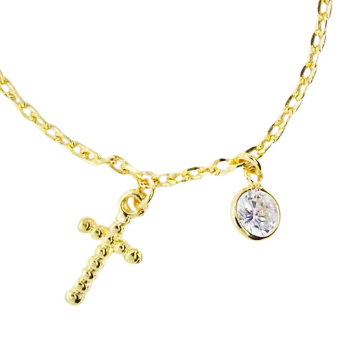 Pulsera Cruz y Circonia, CHAPA DE ORO 18K - Imagen 2