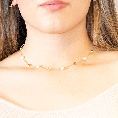 Necklace with Golden Marbles - Imagen 2