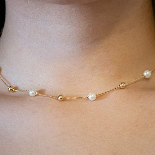 Necklace with Golden Marbles - Imagen 3