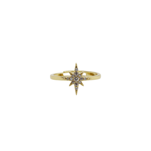 Estrella 4 Vientos Con Zirconia, CHAPA DE ORO 18K
