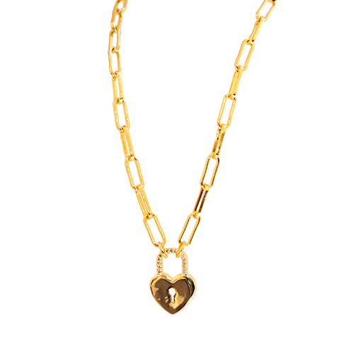 Golden Padlock Heart Necklace