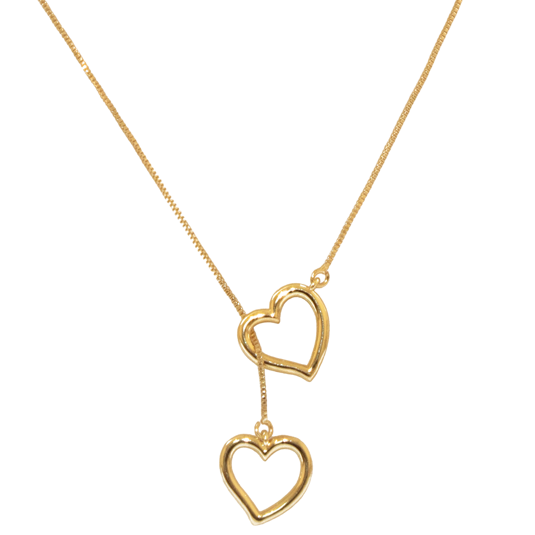 Collar Doble Heart, CHAPA DE ORO 18K - Imagen 2