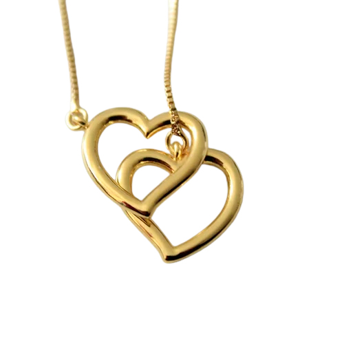 Collar Doble Heart, CHAPA DE ORO 18K