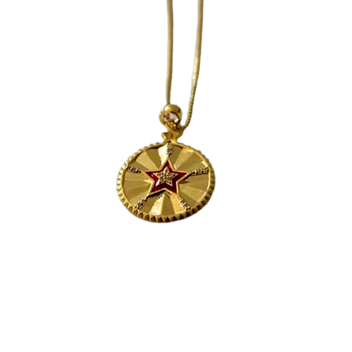 Collar Medal Star, CHAPA DE ORO 18K