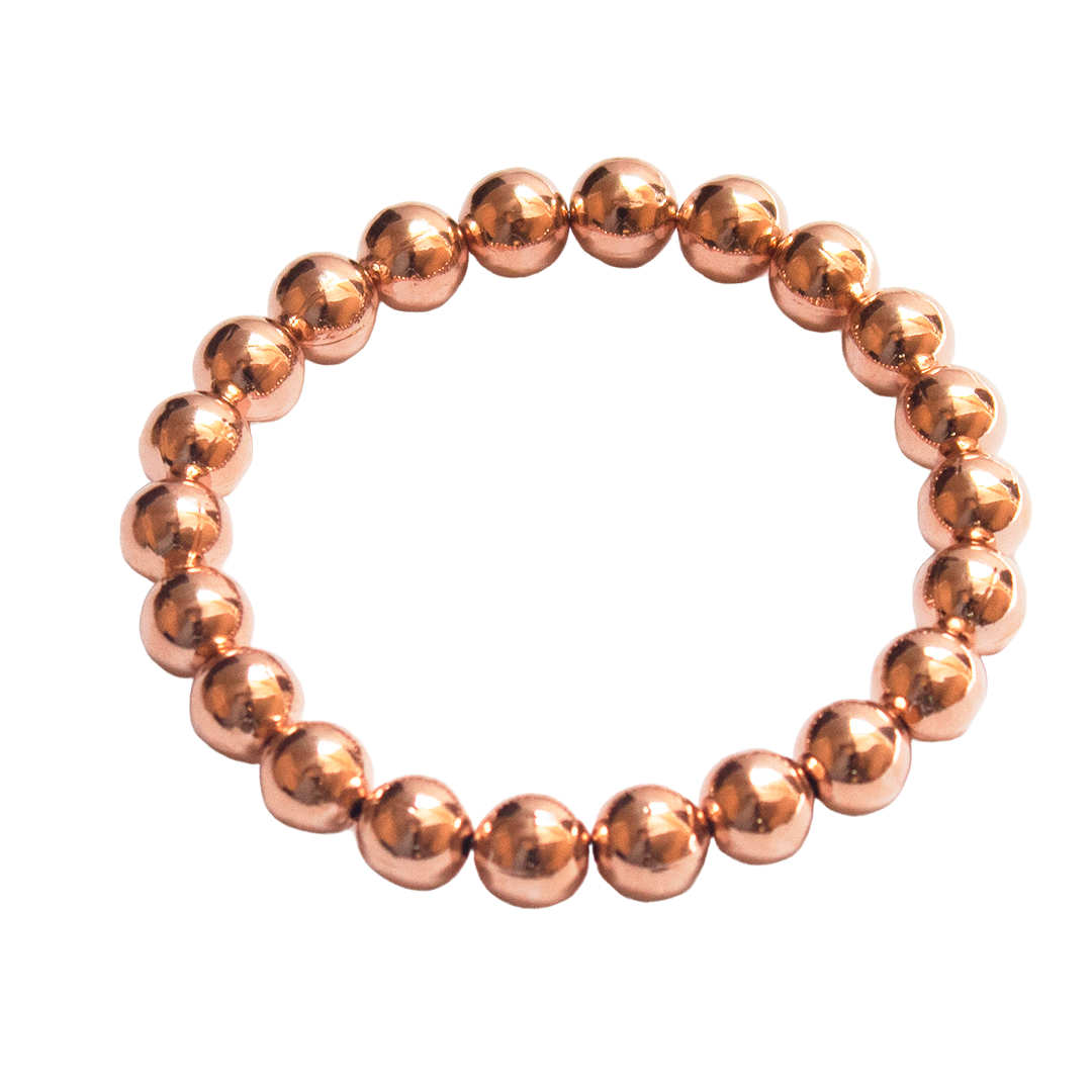 Pulsera de Bolitas Doradas Rosadas, CHAPA DE ORO 18K