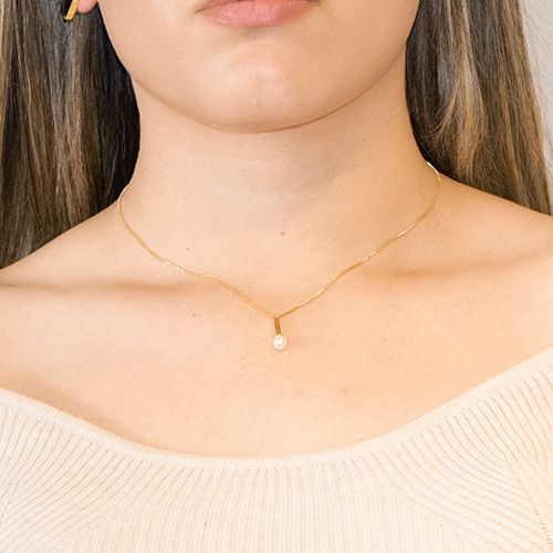 Golden Pillar Pearl Necklace - Imagen 2