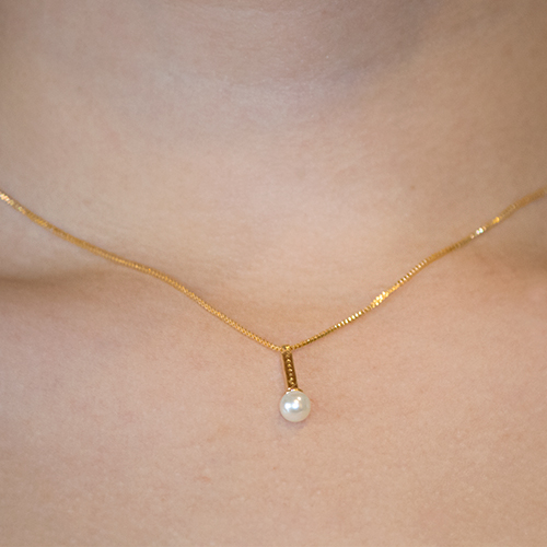 Golden Pillar Pearl Necklace - Imagen 3