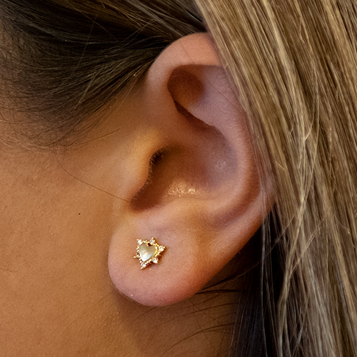 Golden Heart Earrings with Zirconia - Imagen 2